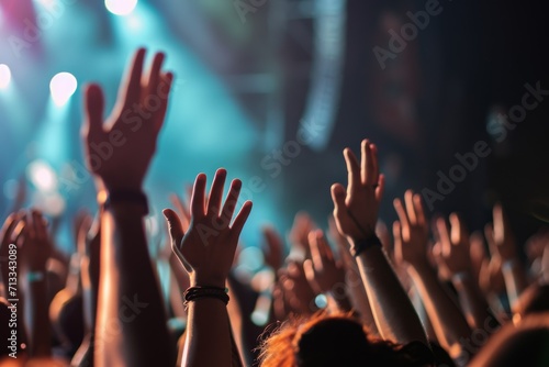 Unity In Action Crowds Outstretched Hands Symbolize Volunteerism And Collective Effort At Concert