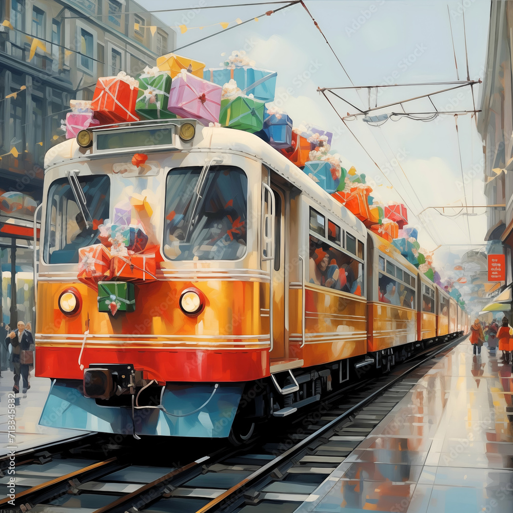 train in the city   ,Ai generative