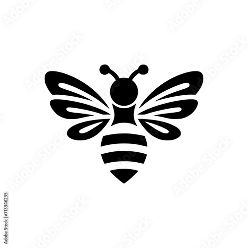 Professional black and white bee logo, suitable for a variety of industries. Minimalistic aesthetic, isolated on a white background. Silhouette icon of a wasp. simple logo of a honeybee.