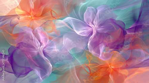  Flora Abstract Seamless Opal Color Image, Colorful Neo-Romanticism, Layered Translucency, Poetic Elegance, Colorful Dreams, Delicate Flowers, photo