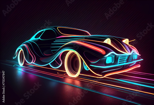 neon car background Generative AI 