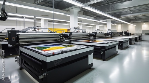 Printing machines in a modern printing house, industry, engineering technologies