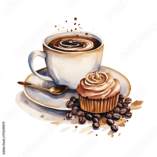 cliparts bundle water color of coffee and cake