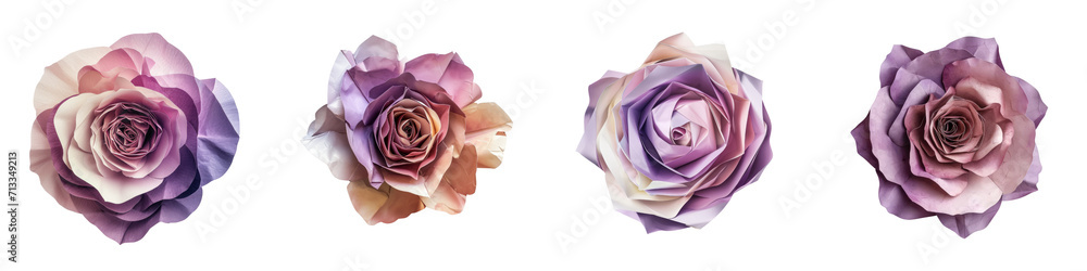 Paper Texture Type Roses rose with a paper texture origami. Rose with purple color paper cut ...