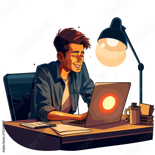 Vector of Workaholic Men in office