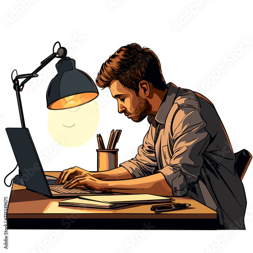 Vector of Workaholic Men in office