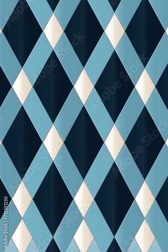 Navy argyle and sky blue diamond pattern, in the style of minimalist background