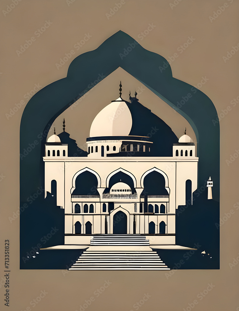 Classic, texture Al Aqsa Mosque Vector Design under the world Al Aqsa Mosque for t-shirt design on white background