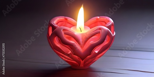 heart shaped candle on black background