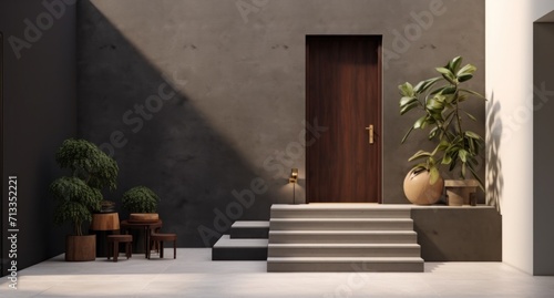 entryway of entrance door with plants