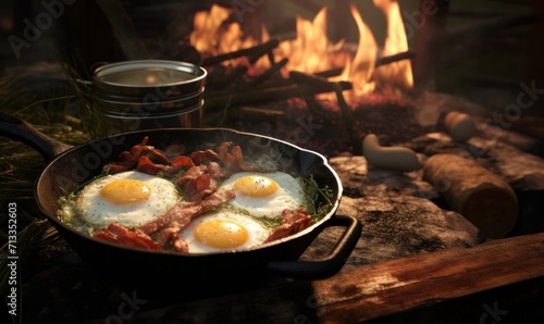 bacon and eggs is a classic camp foods photo