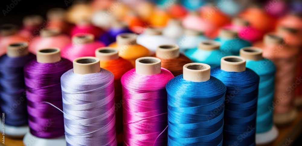 brightly colored spools of thread brightly colored spools of thread