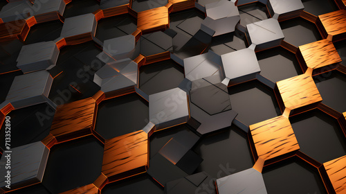 Evolving gradient geometry abstract shapes interplay  crafting a dynamic and captivating backdro   Hexagon geometric pattern background with luminous effect 