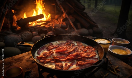 bacon and eggs is a classic camp foods