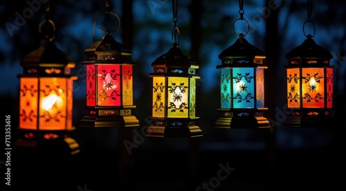 colorful lanterns light up the night sky © olegganko