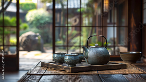 Japanese style still life with teaware