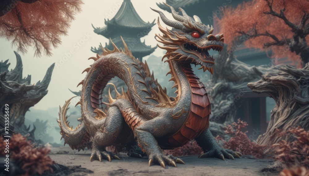 Obraz premium Beautiful fantasy dragon. Year of the Dragon according to the eastern horoscope