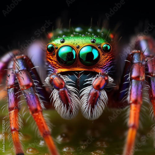 Macro view of colorful Chrysilla volupe spider © Jason