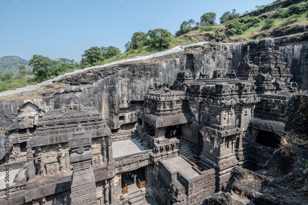 views of ellora caves in aurangabad, india