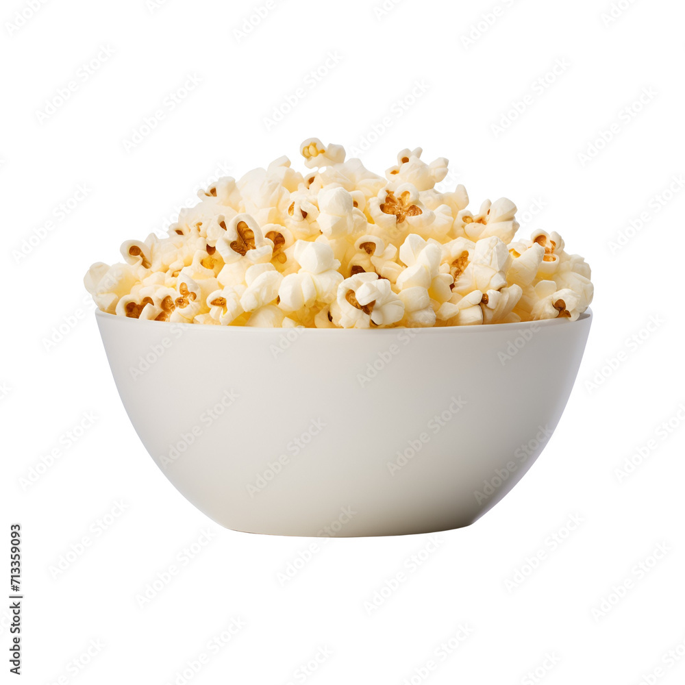 Portion of Popcorn in a Bowl of White, Isolated on Transparent Background, PNG Portion of Popcorn in a Bowl of White, Isolated on Transparent Background, PNG