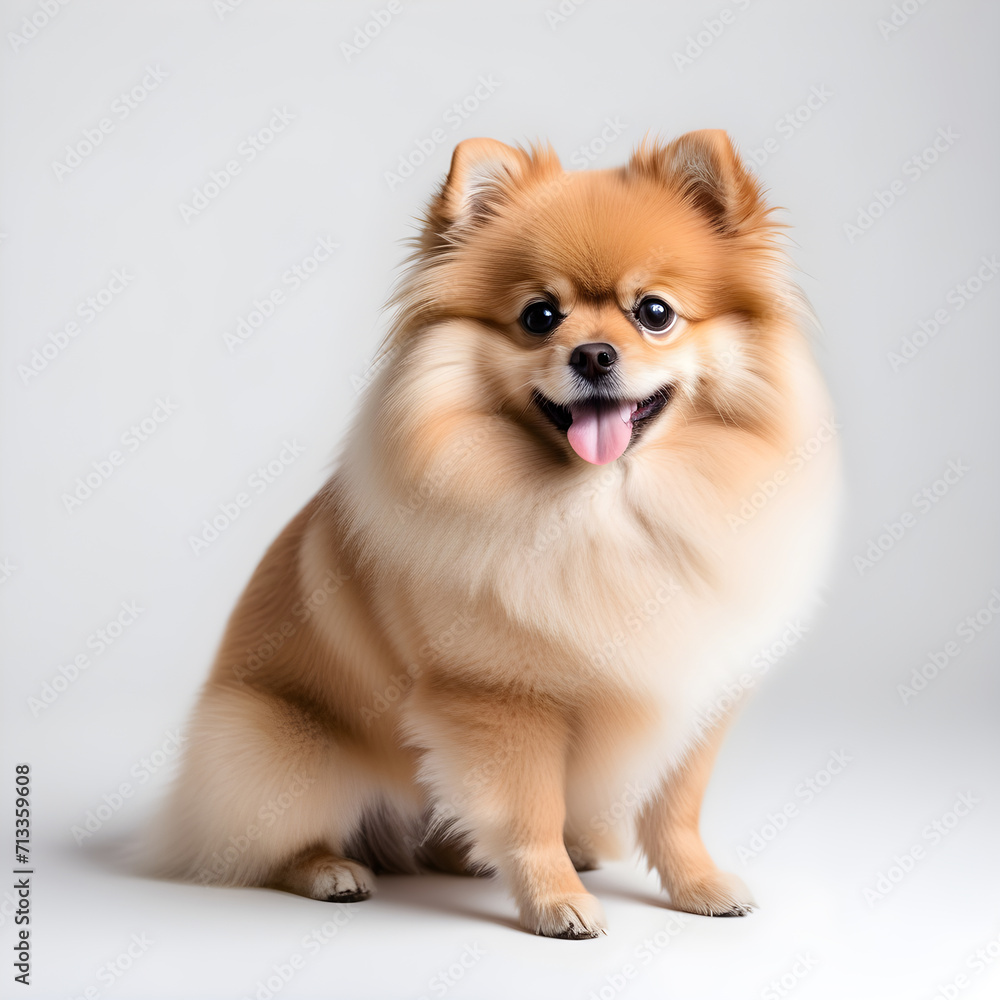 Obraz premium cute pomeranian isolated on white background. ai generative