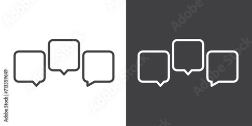 Icon of chat box in line style. Speak bubble text, cartoon chatting box, message box. Blank empty vector white speech bubbles. Cartoon balloon word design.