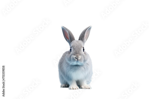 Easter bunny rabbit blue painted egg blue, Isolated on transparent PNG background, Generative ai © anita
