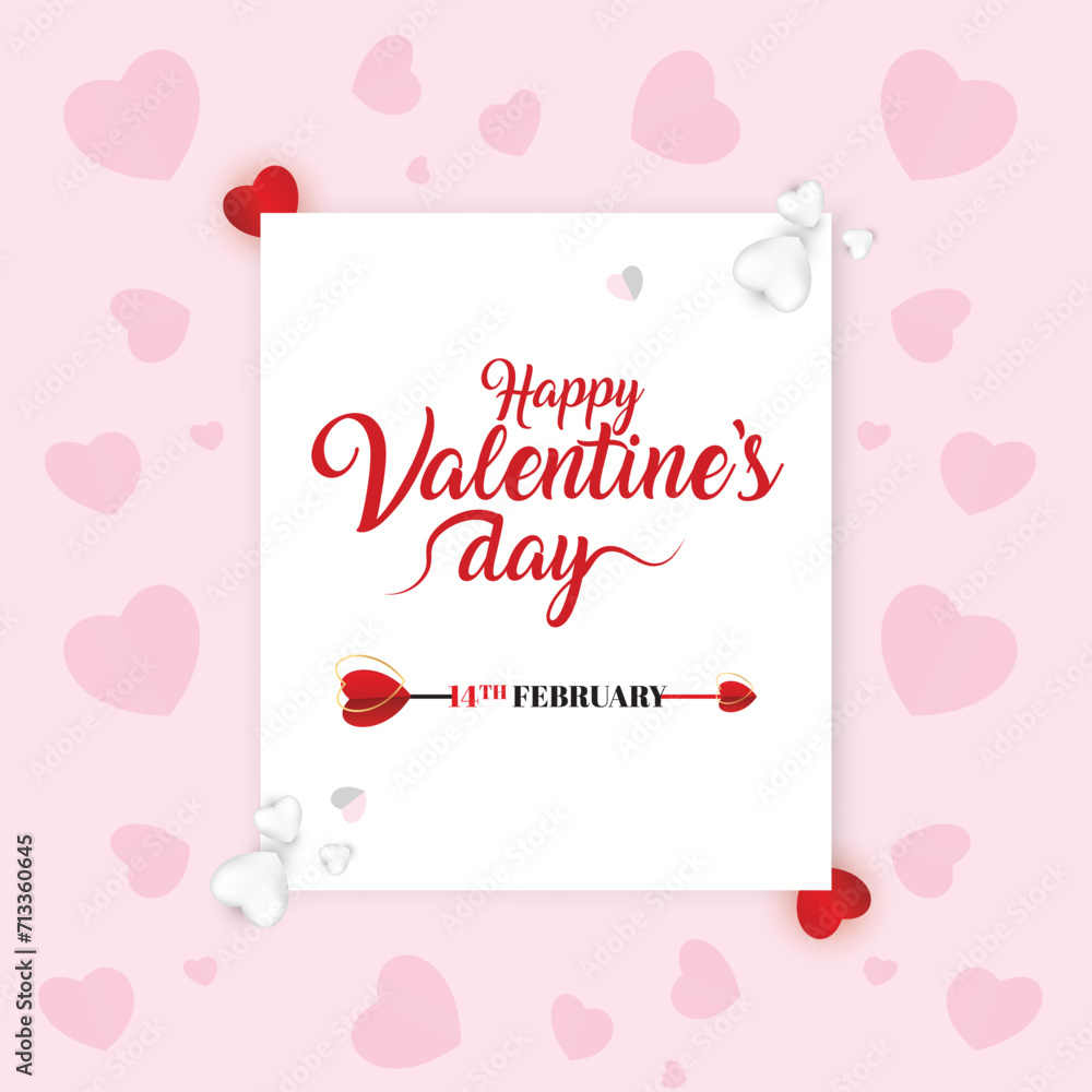 Happy Valentine's Day romantic text lettering heart shape Design
