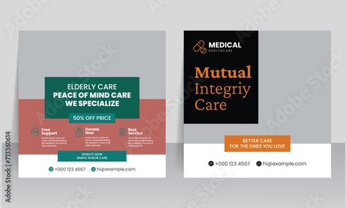 social media post home care & elderly template design 