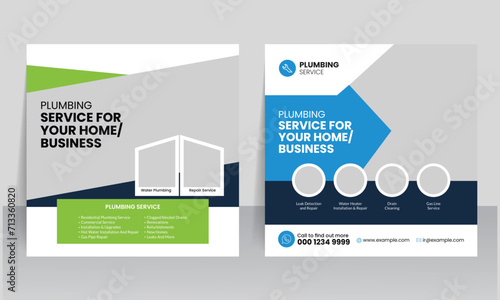 plumbing service web social media instagram post template 