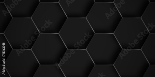 Background hexagons black Hexagonal Luxury honeycomb grid black Pattern. Vector Illustration. 3D Futuristic abstract honeycomb mosaic white wallpaper background. Abstract geometric mesh cell texture. photo