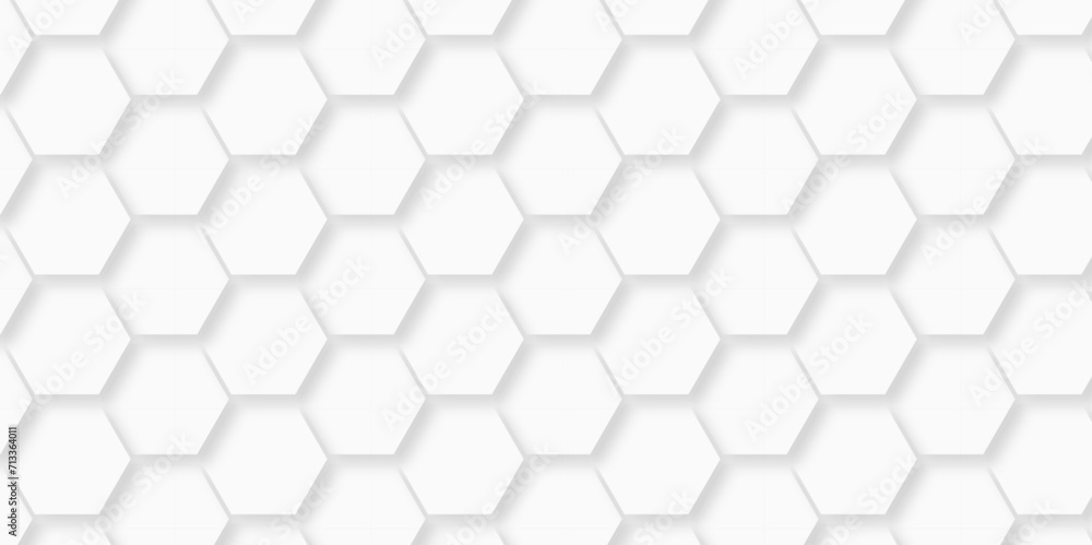 Naklejka premium Background hexagons White Hexagonal Luxury honeycomb grid White Pattern. Vector Illustration. 3D Futuristic abstract honeycomb mosaic white wallpaper background. Abstract geometric mesh cell texture.