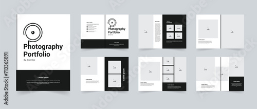 Modern A4 photography portfolio template design  with black and white color