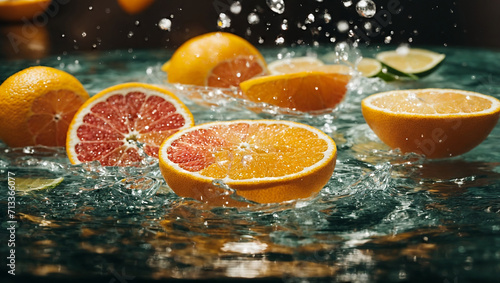 fresh citrus in water