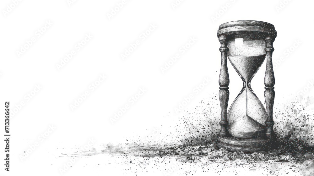 A Pencil Drawing Of An Hourglass With Sand Coming Out Of The Bottom Of