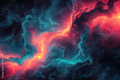 Dynamic Color Symphony: A Captivating Series of Abstract Backgrounds featuring Flowing Waves in Grainy Yellow, Blue, and Red Tones. Dark Noise Texture for Unique Cover, Header, and Wallpaper Designs.