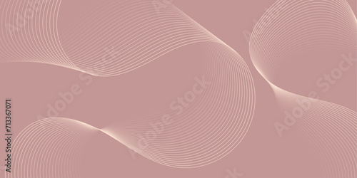 Abstract background with waves for banner. Medium banner size. Vector background with lines. Rosy brown color. Interior. Brochure, booklet