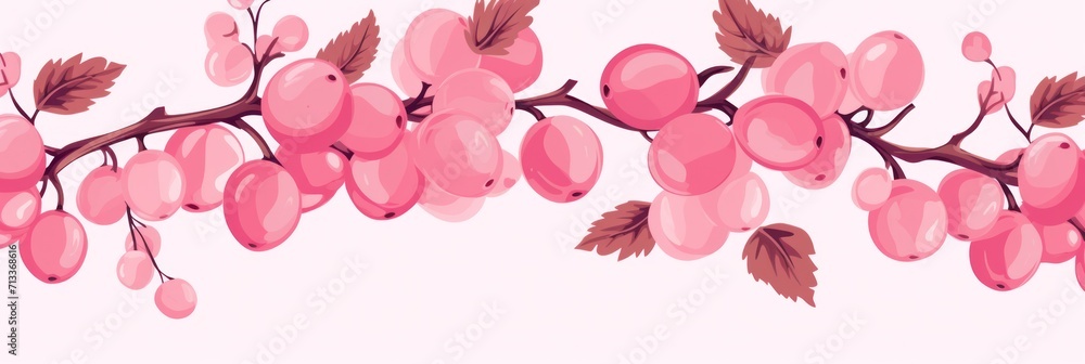 Pink Uva Ursi pattern, simple 2D svg vector illustration 
