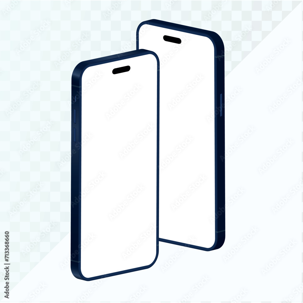 Realistic phone, blue glass mobile mockup isolated on transparent background, different 3d smartphone Realistic phone, blue glass mobile mockup isolated on transparent background, different 3d smartphone