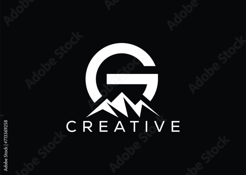 Minimal Letter G mountain logo design vector template. Initial Letter G hill vector logo