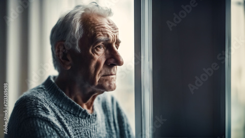 Riflessioni Solitarie- Anziano aspetta i parenti Vicino alla Finestra di una RSA II