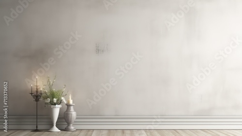 empty blank wall mockup, modern minimalistic interior, beautiful mockup for art painting or similar, generative AI