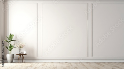 empty blank wall mockup, modern minimalistic interior, beautiful mockup for art painting or similar, generative AI