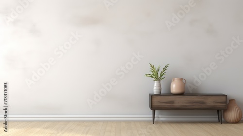 empty blank wall mockup  modern minimalistic interior  beautiful mockup for art painting or similar  generative AI