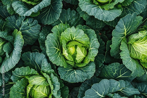 vibrant scene of fresh, beautiful cabbage fields. A visual feast capturing the vitality and abundance of a thriving agricultural landscape