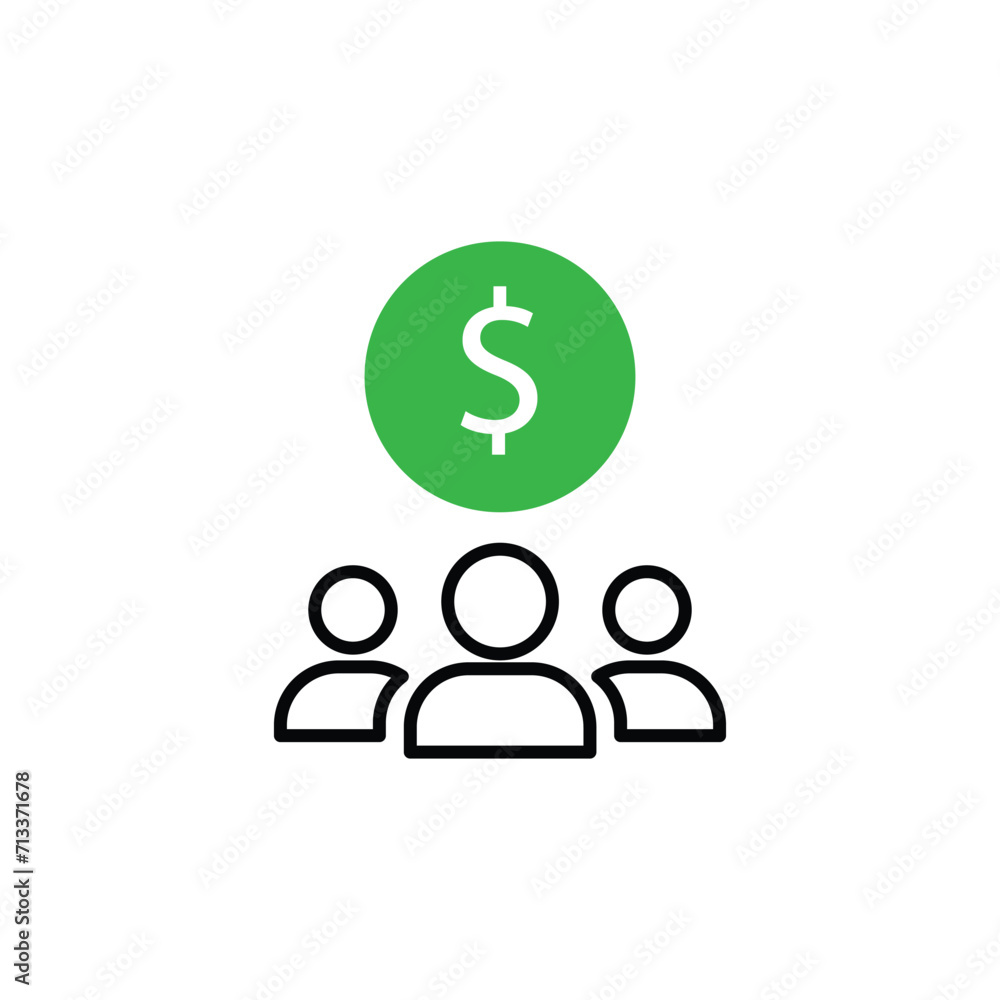 reduce labor costs line icon with workers reduce labor costs line icon with workers