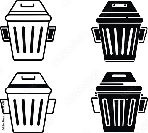 trash can icons set, element for design