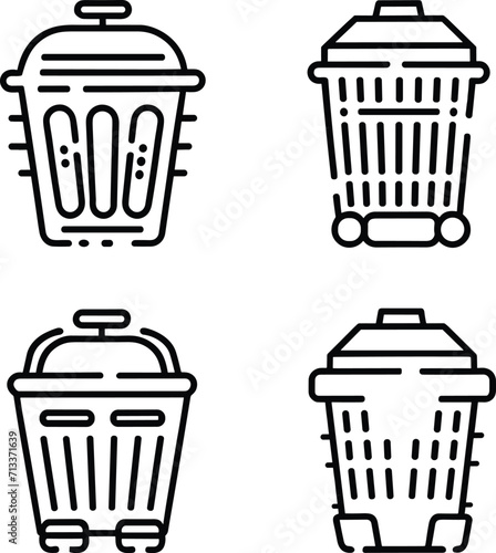trash can icons set, element for design