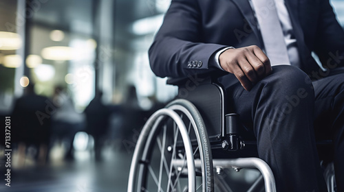 A businessman on a wheelchair in a professional workplace environment. © Photo An