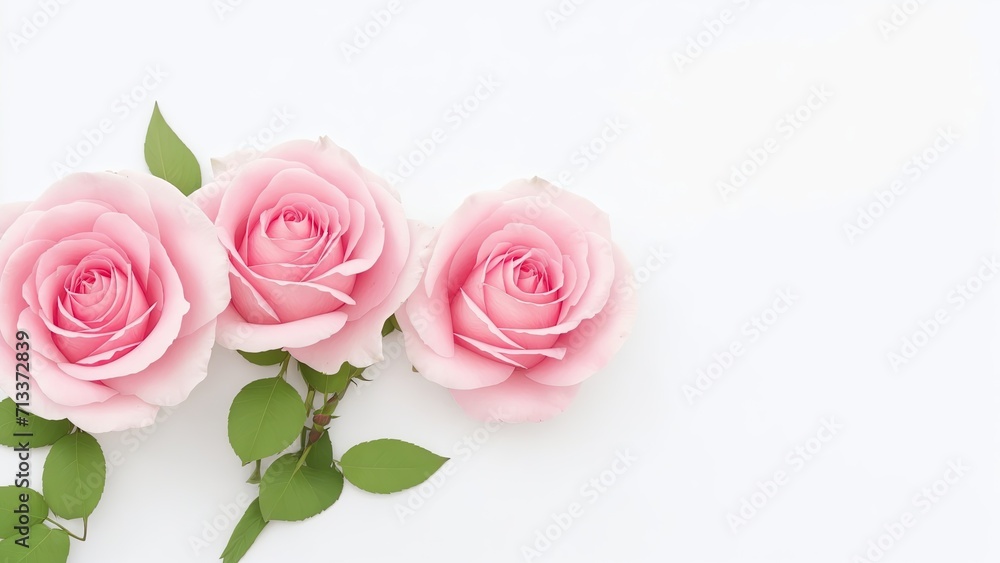 Beautiful Rose flowers on white surface